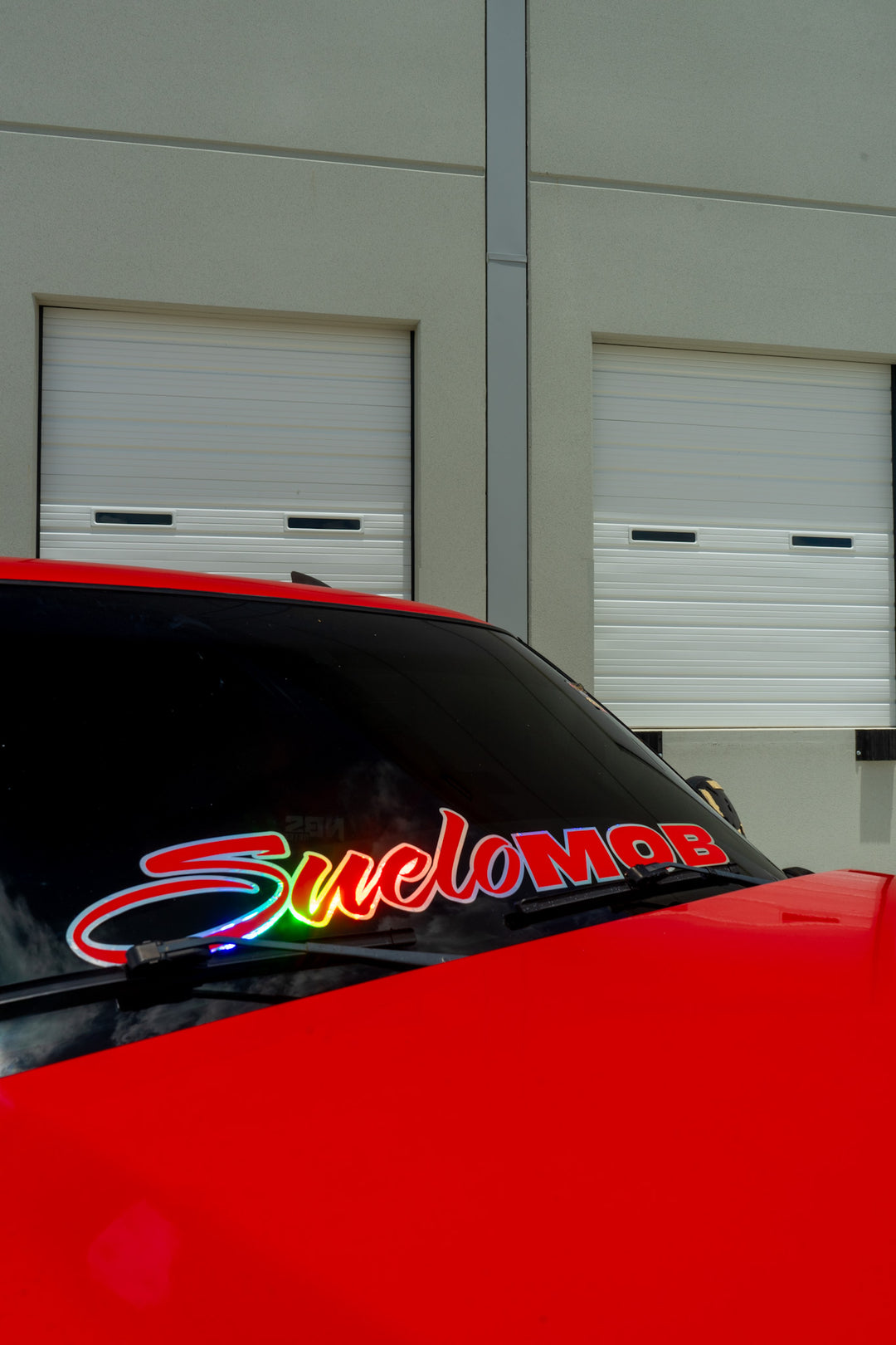 SueloMob Windshield Decal (Custom Color w/ Holographic Outline)